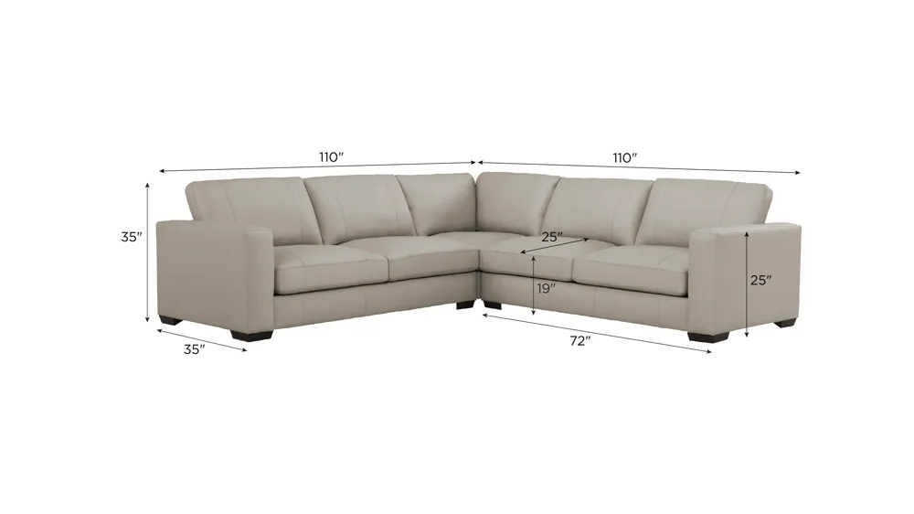 Oaklynn Leather 3-pc. Sectional Dimensions
