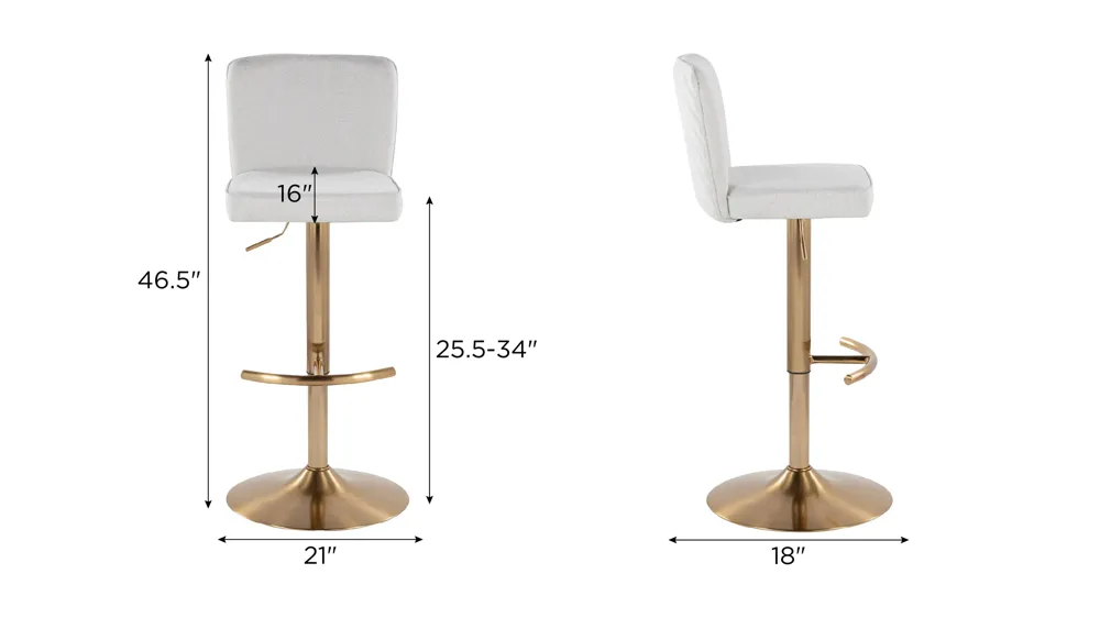 Henry Adjustable Barstool - Set of 2 Dimensions