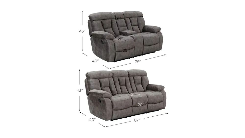 Bogata Living Room Set Dimensions