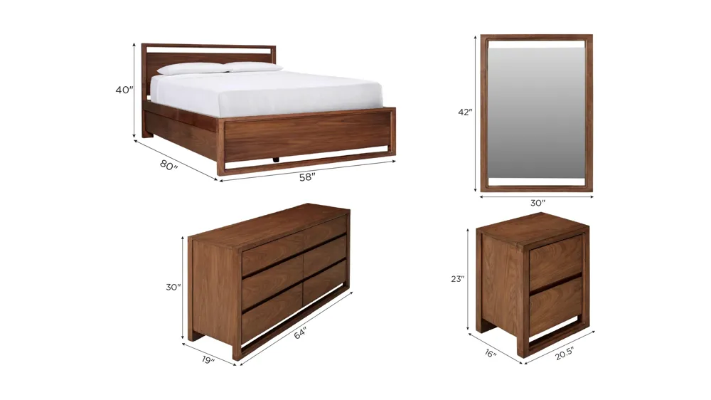 Aversa 4-pc. Bedroom Set w/ 1-Sided Storage Bed and 2-Drawer Nightstand Dimensions