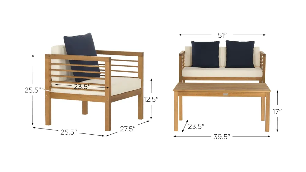 Samana 4-pc. Patio Set Dimensions