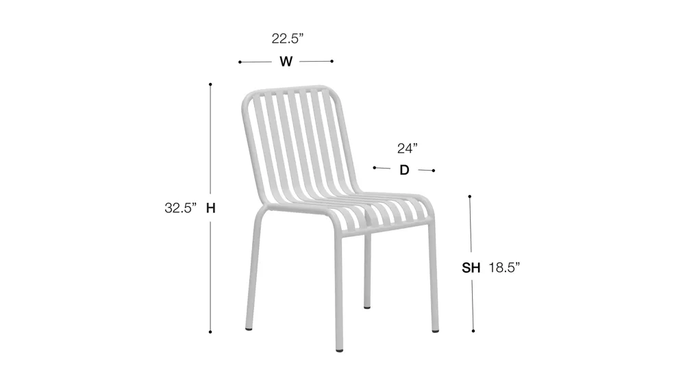 Enid Outdoor Side Chair - Set of 2 Dimensions