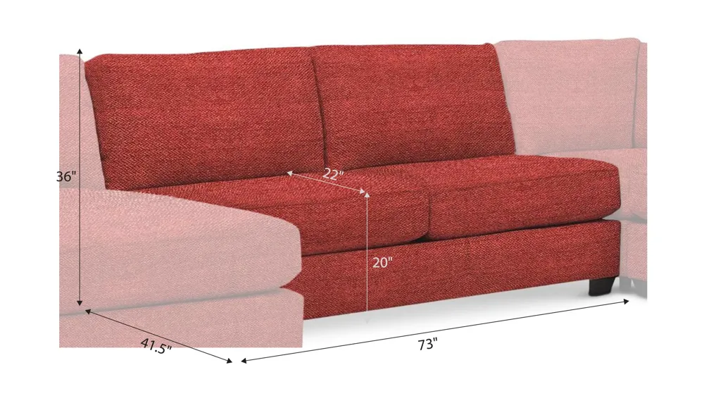 Thatcher Armless Loveseat Dimensions