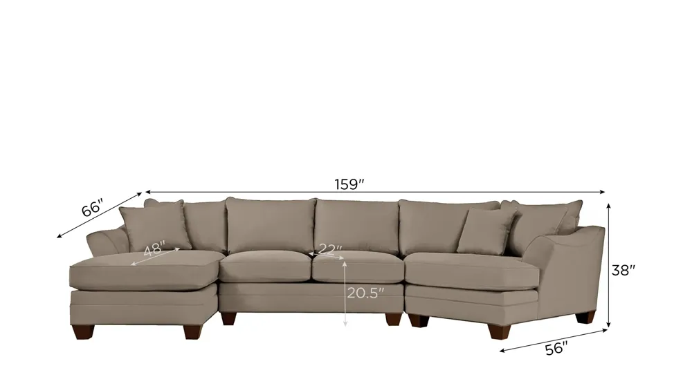 Foresthill 3-pc. Left Hand Facing Sectional Sofa Dimensions