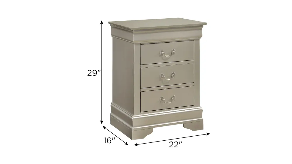 Rossie 3-Drawer Nightstand Dimensions