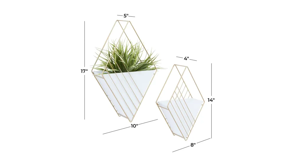 Ivy Collection CosmoLiving by Cosmopolitan White Metal Planter Set of 2 Dimensions