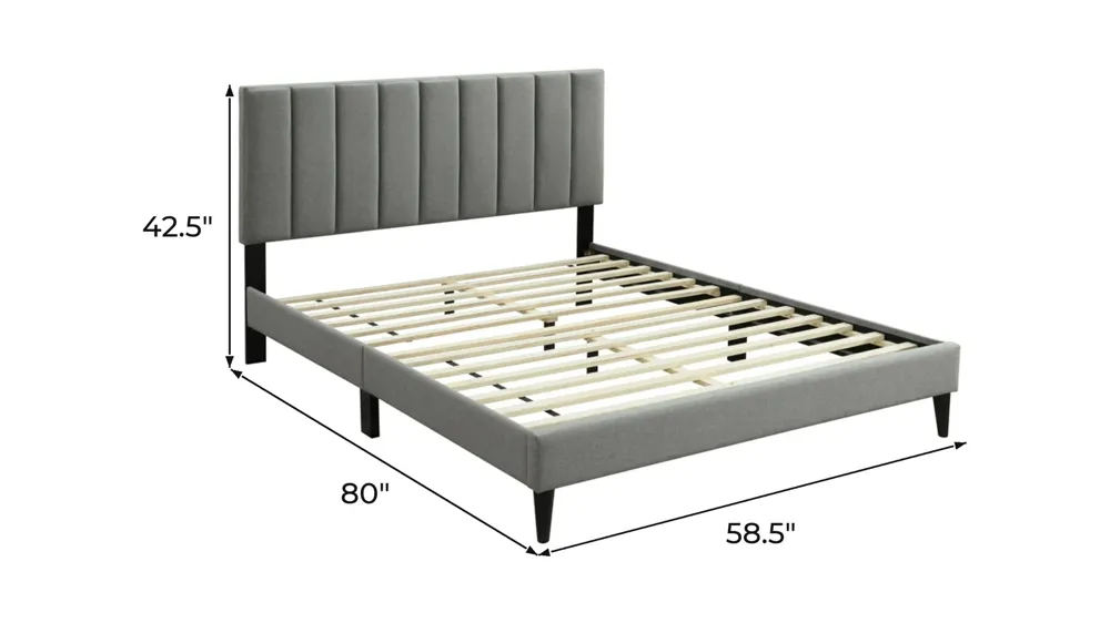 Millie Upholstered Bed w/ USB Dimensions