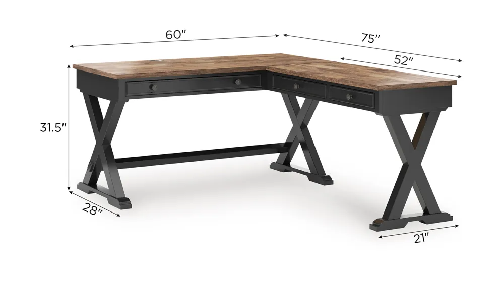 Wildenauer 2-pc. L-Desk Dimensions