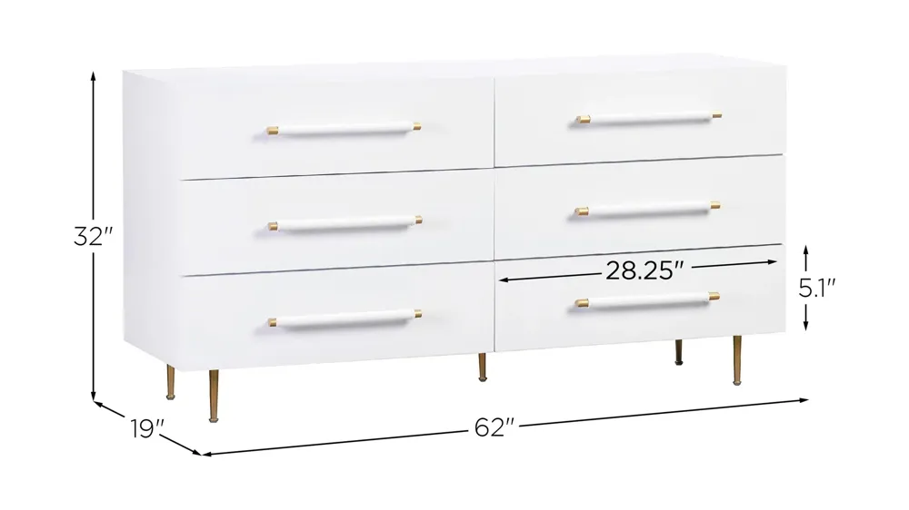 Trident 6 Drawer Dresser Dimensions