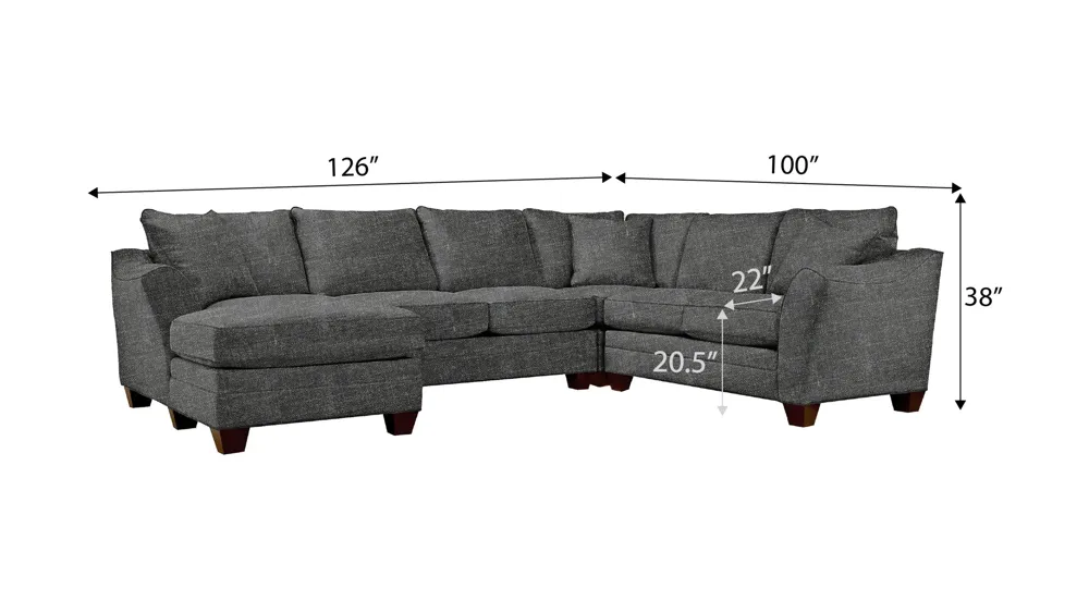 Foresthill 4-pc. Left Hand Chaise Sectional Sofa Dimensions