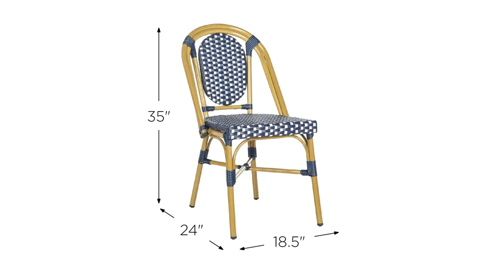 Helga Outdoor French Stackable Bistro Chair - Set of 2 Dimensions