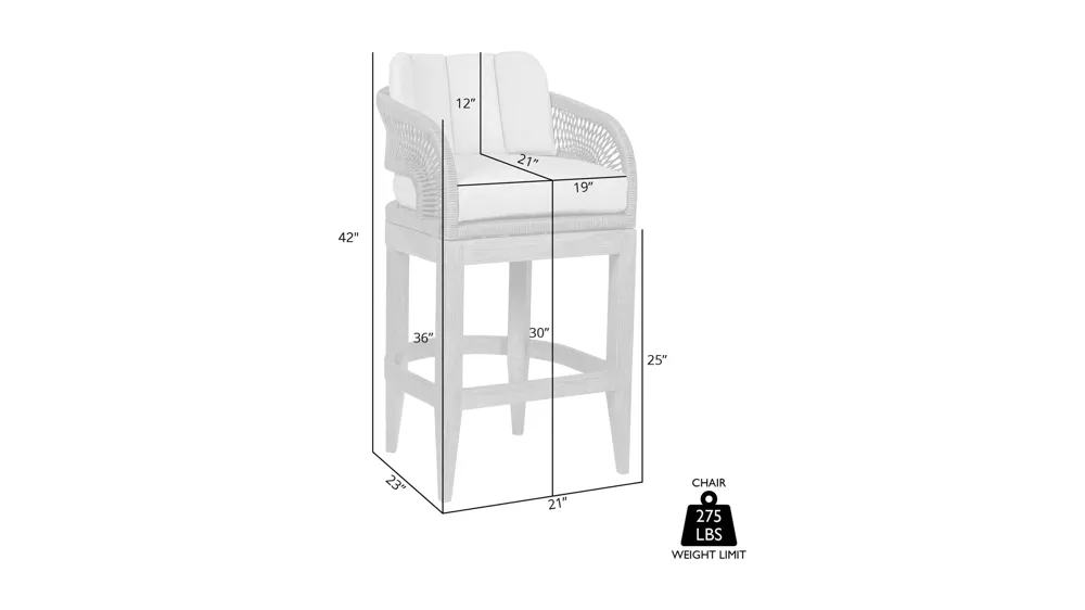 Orbit 30" Outdoor Bar Stool Dimensions