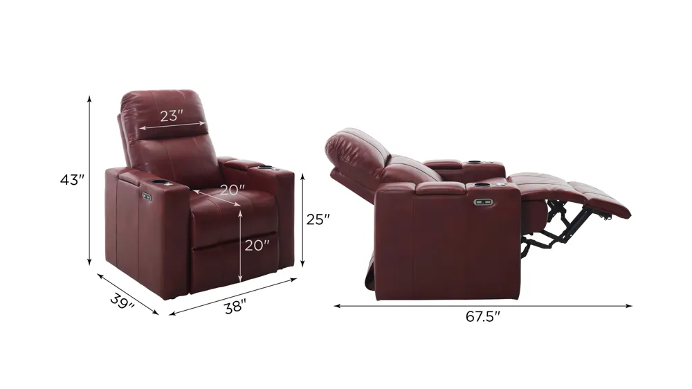 Matrix Home Theater Power Recliner Dimensions
