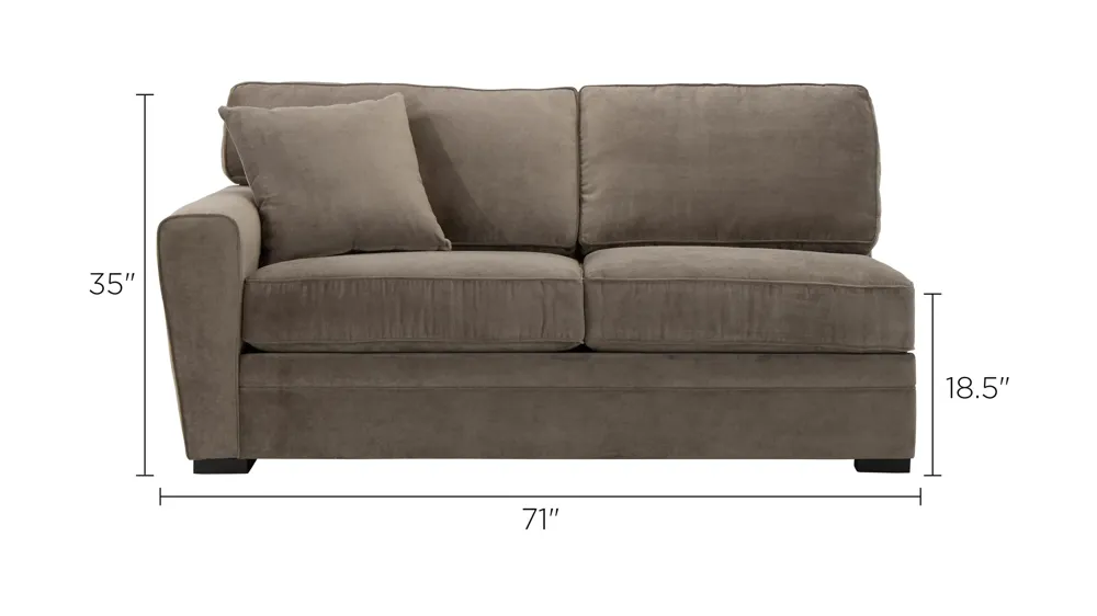 Artemis II Left Arm Facing Full Sleeper w/ Memory Foam Mattress Dimensions