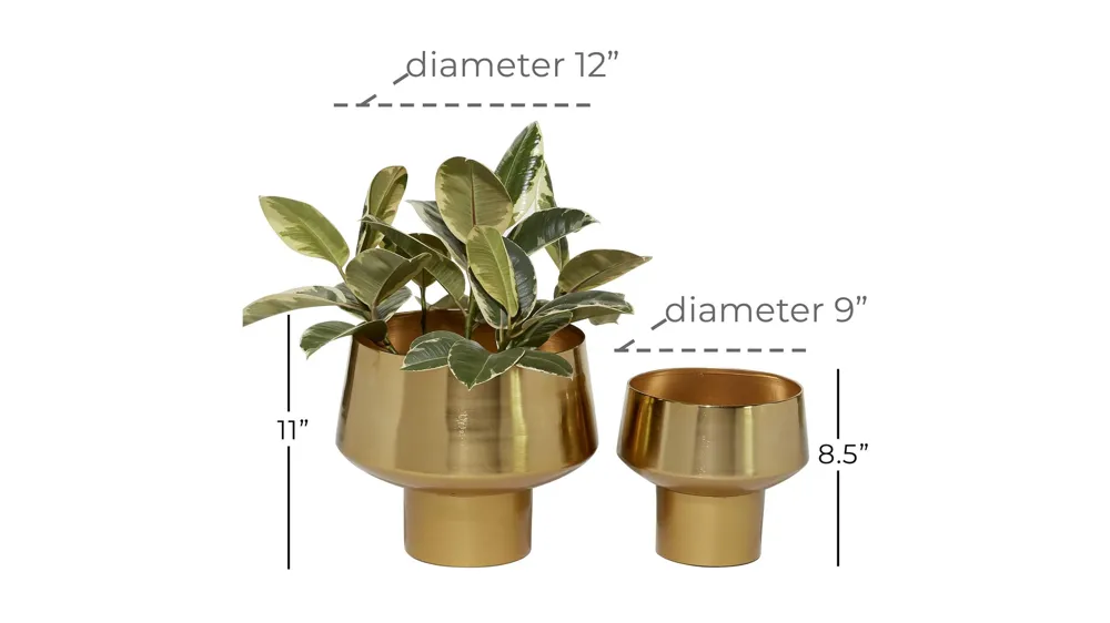 Ivy Collection Gold Metal Planter Set of 2 Dimensions
