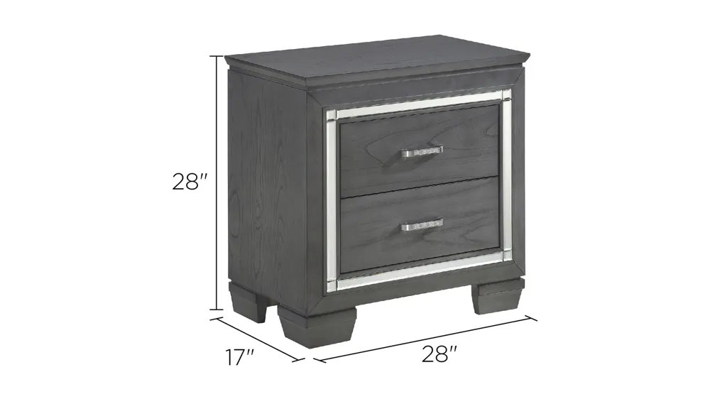 Brambley Nightstand  w/ LED Lights Dimensions