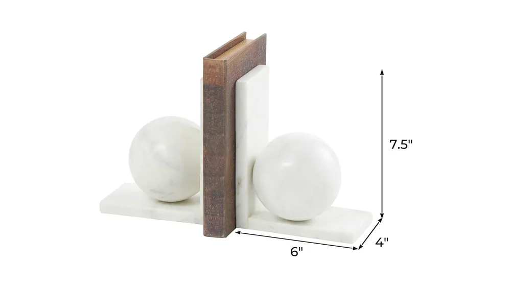 Ivy Collection Sleek Orb Geometric Bookends Set Dimensions