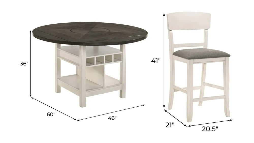 Cammie 7-pc. Counter-Height Dining Set Dimensions