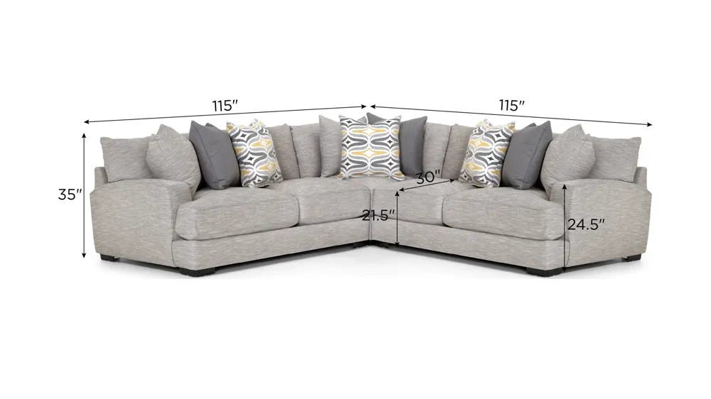 Carter 3-pc. Sectional Dimensions