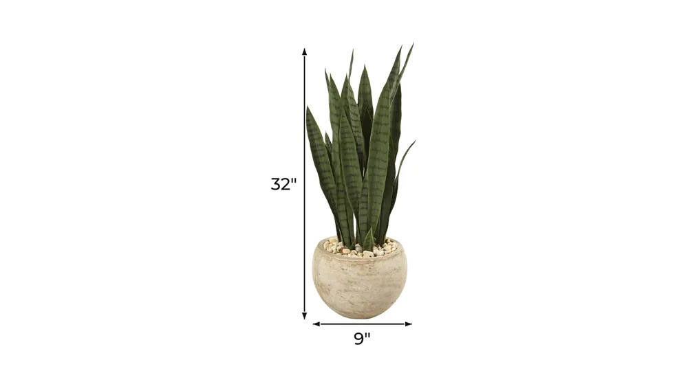 Sansevieria Artificial Plant in Sand Colored Planter Dimensions