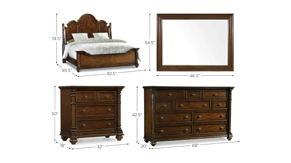 Leesburg 4-pc. Poster Bedroom Set Dimensions