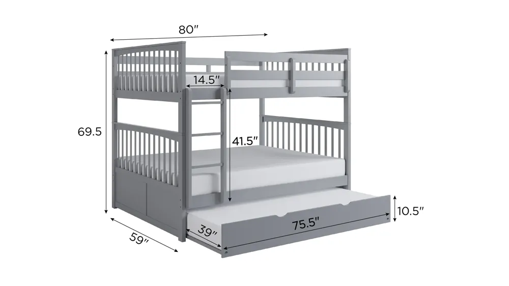 Apollo Bunk Bed with Trundle Dimensions