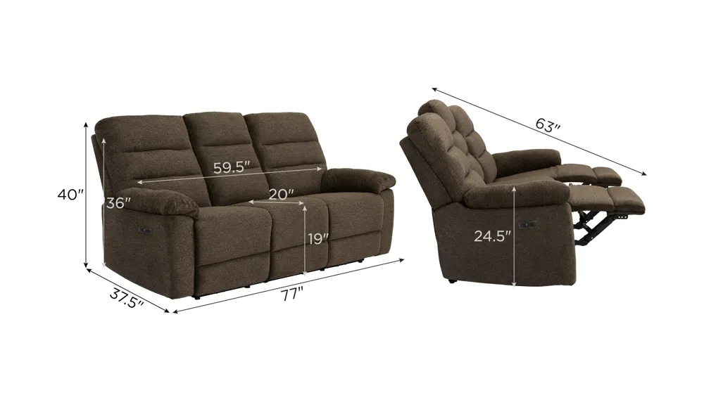Bennington Power Living Room Set Dimensions
