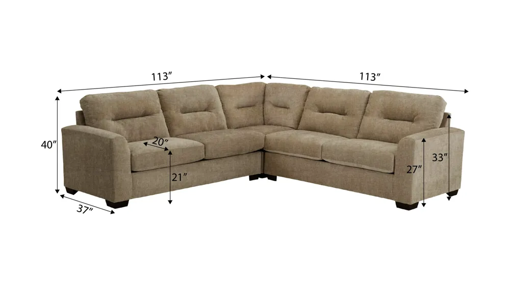 Oliver 3-pc. Sectional Dimensions