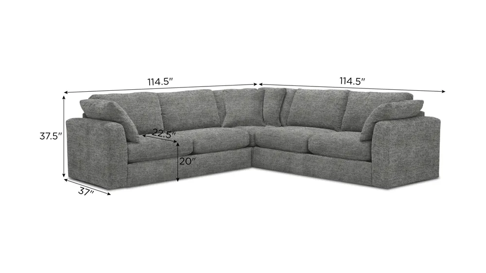 Nappily 3-pc. Sectional Dimensions