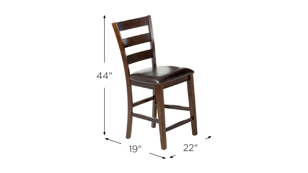 Kona Ladder Back Counter Stool - Set of 2 Dimensions