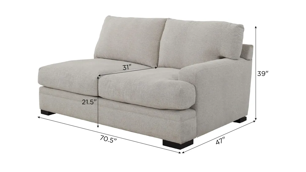 Bayside Right Arm Facing Loveseat Dimensions