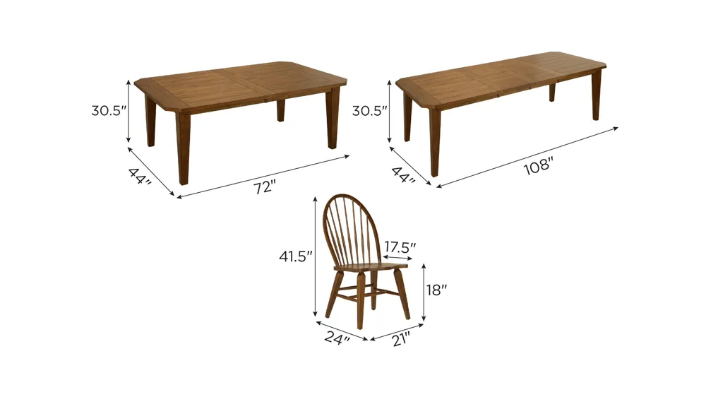 Colebrook 5-pc. Dining Set Dimensions