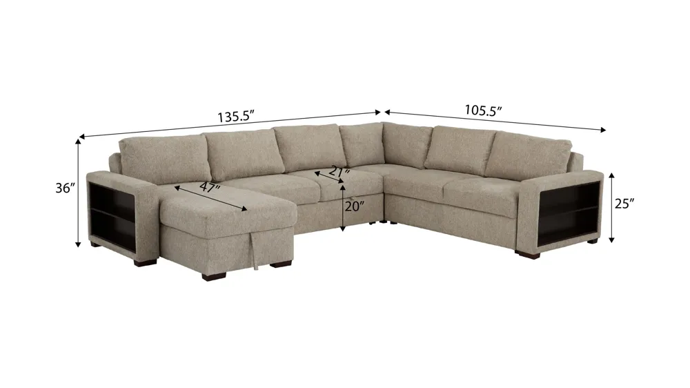 Juniper 5-pc. Sectional Dimensions