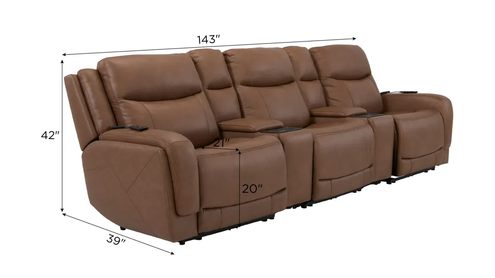 Harbin 5-pc. Zero Gravity Triple Power Sectional w/ Heat & Massage Dimensions