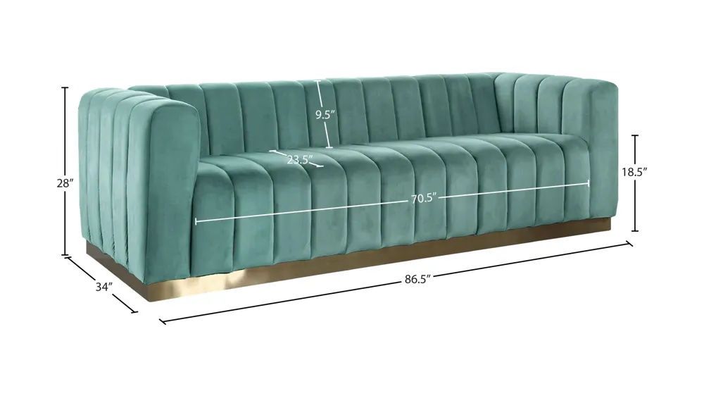 Marlon Velvet Sofa Dimensions