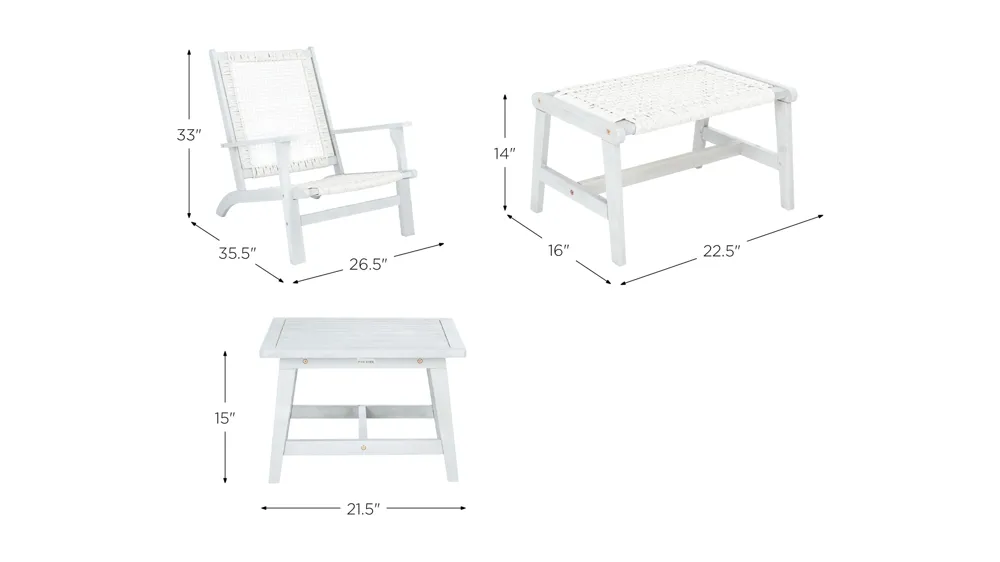 Kelsey 5-pc. Patio Set Dimensions