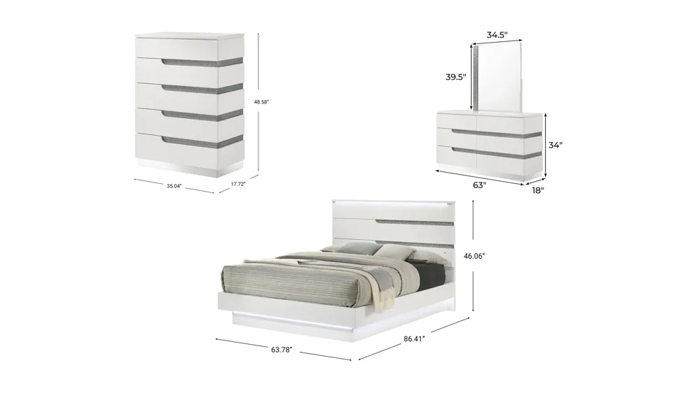 Paradox 4-pc. Bedroom Set Dimensions