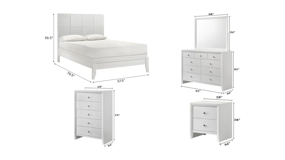 Denker 5-pc. Bedroom Set Dimensions