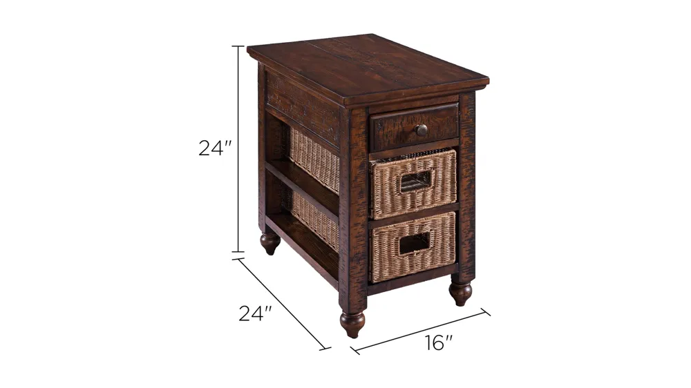 Cottage Lane Wood Rectangular Chair Side End Table Dimensions