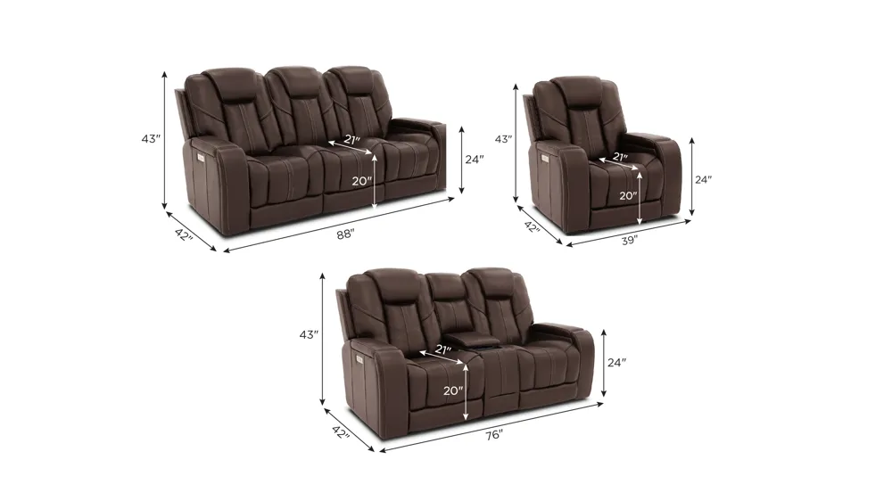 Starlight Triple Power Living Room Set Dimensions