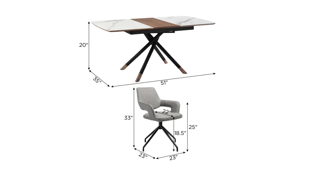 Alora Penny 7-pc. Dining Set Dimensions