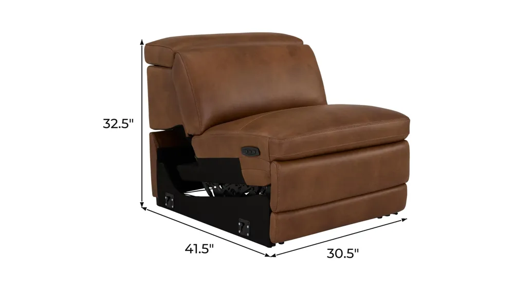 Finnegan Dual Power Armless Leather Recliner Dimensions