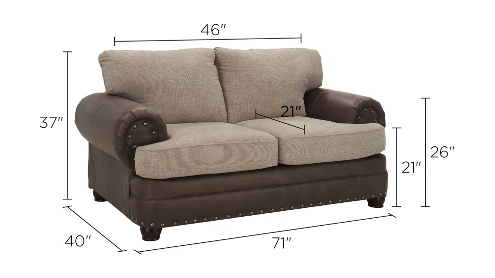 Newman Chenille Loveseat Dimensions