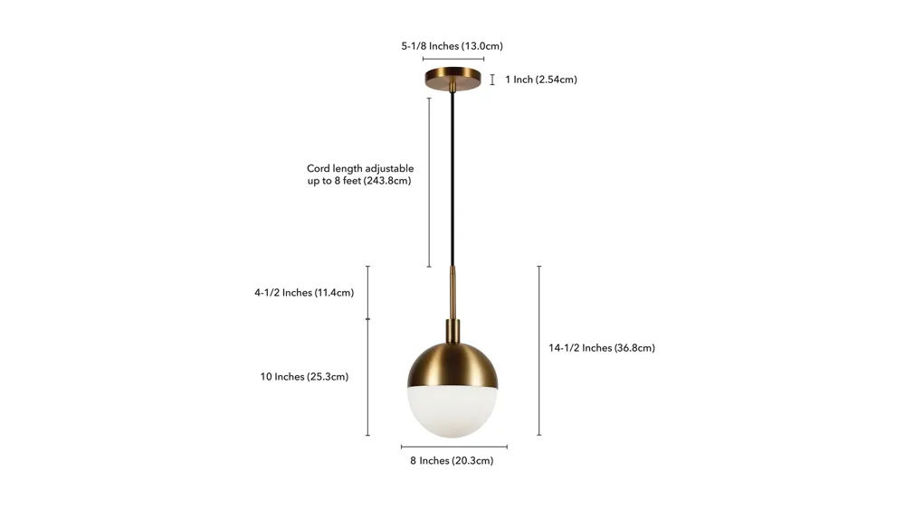 Carita Small Globe Pendant Dimensions