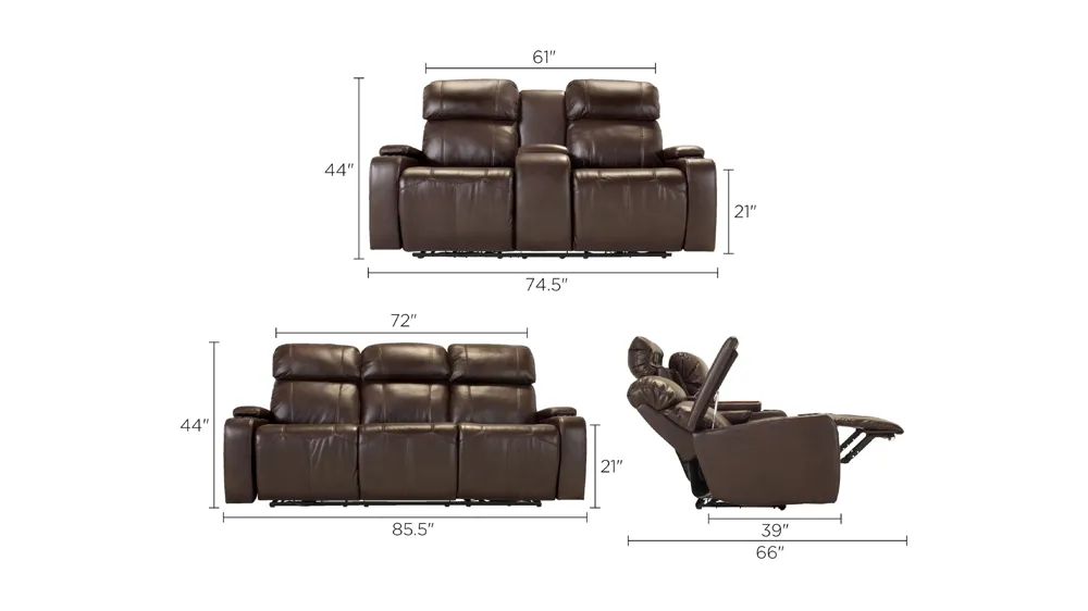 Stylus 2-pc. Power Sofa and Loveseat Set Dimensions