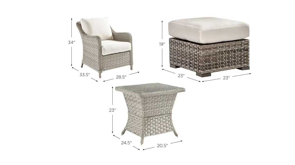 Mayfair 3-pc. Outdoor Living Outdoor Chair Set Dimensions