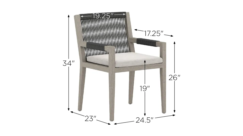 Sherwood Outdoor Dining Armchair Dimensions