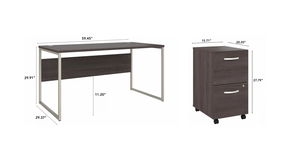 Steinbeck Writing Desk w/ File Cabinet Dimensions