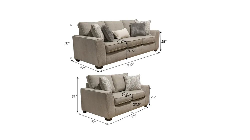 Bray Living Room Set Dimensions