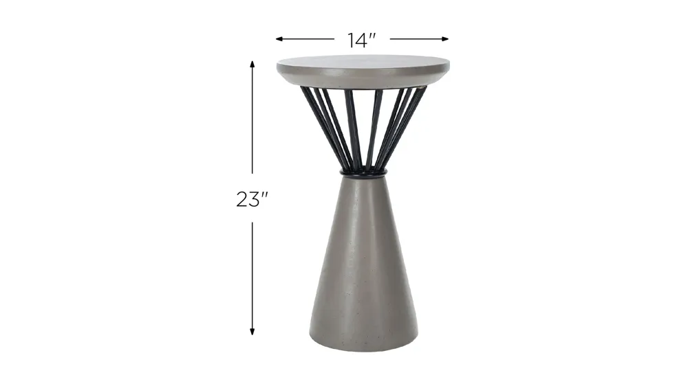 Rocklin Outdoor Concrete Accent Table Dimensions